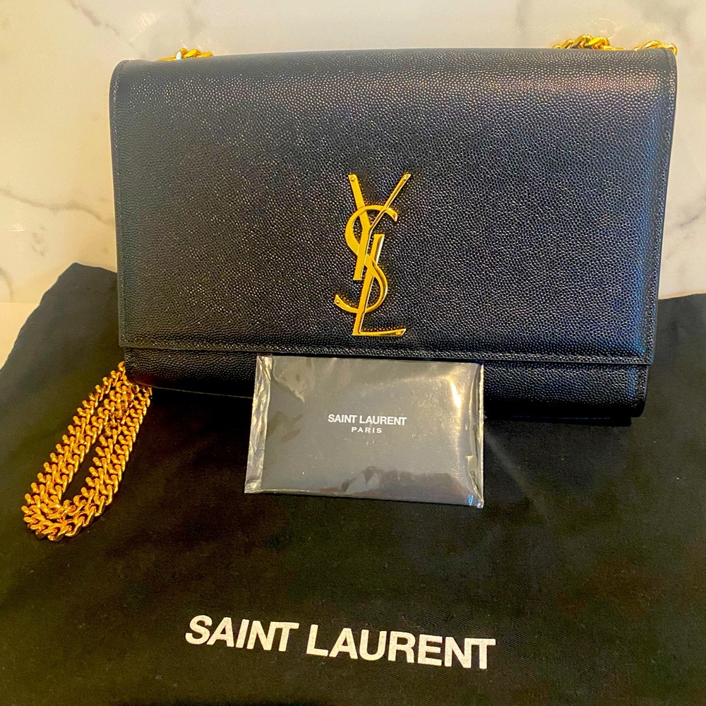 YSL MEDIUM KATE. NWT. SAINT LAURENT black & gold. New with dust bag & card.